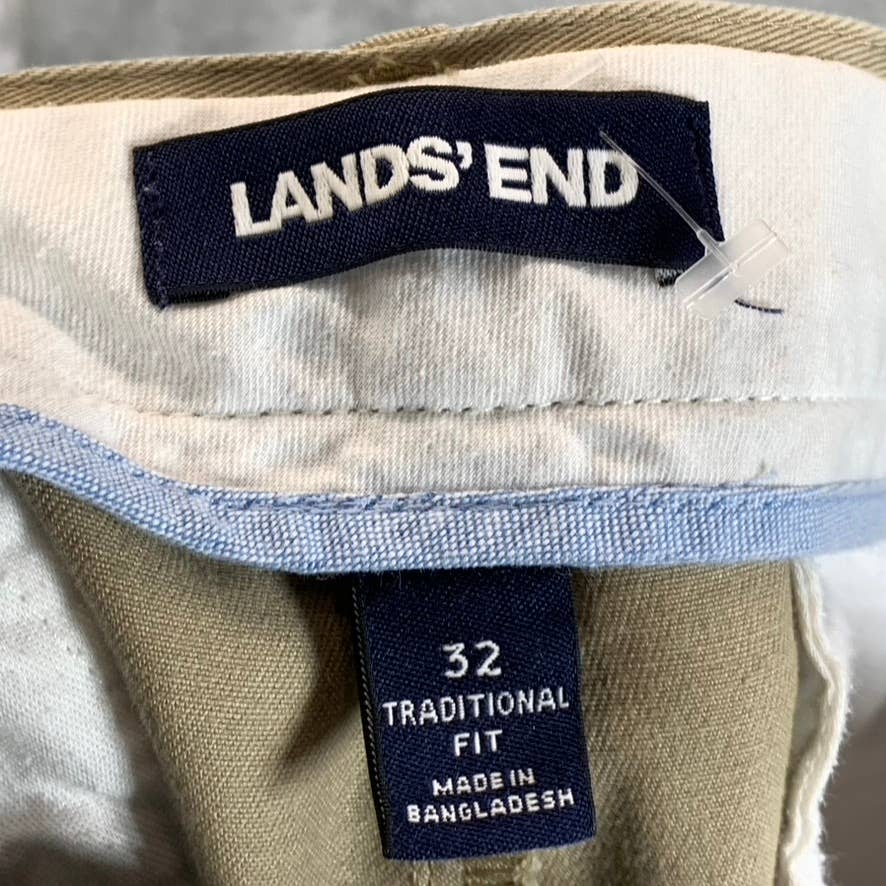 LANDS' END Men's Tan Traditional-Fit Straight-Leg Chino Pants SZ 32