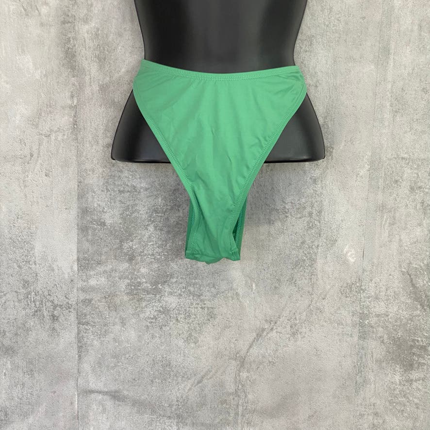 THE BIKINI LAB Solid Green High Cut Lined Bikini Bottom SZ M