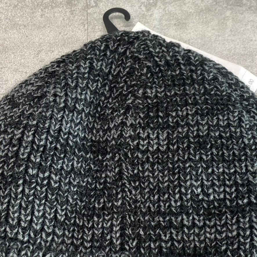 HURLEY Men's Black-Gray Mixed Yarn Knit Max Cuff 2.0 Beanie SZ OS