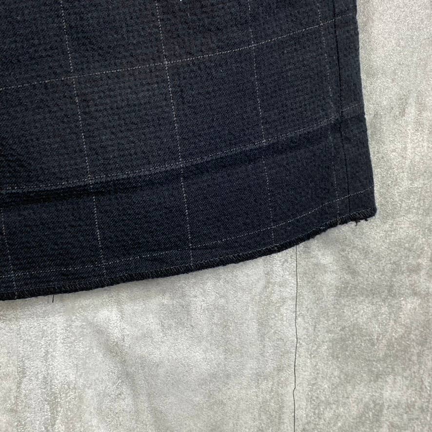 JOHN VARVATOS Men's Black Windowpane Flat-Front Straight-Leg Pants SZ 32