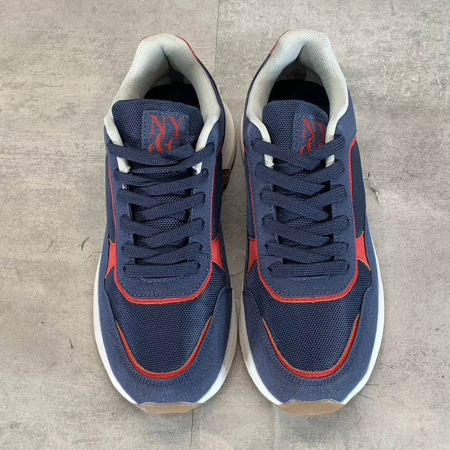 NEW YORK & COMPANY Men's Navy Harvey Low-Top Lace-Up Sneakers SZ 8.5