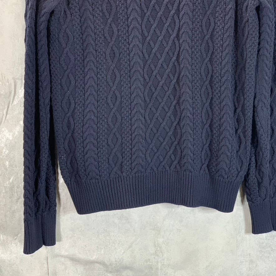J.CREW Men's Navy Crewneck Cable Knit Long-Sleeve Sweater SZ NA