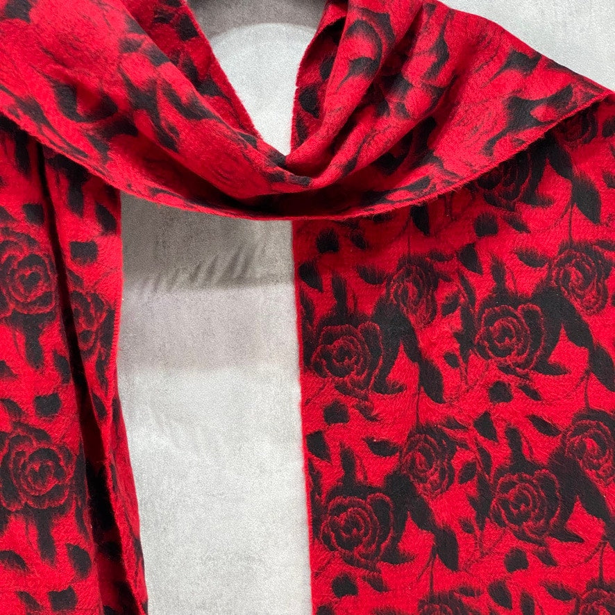 STEVE MADDEN Red Mid Weight Rose Muffler Scarf OS