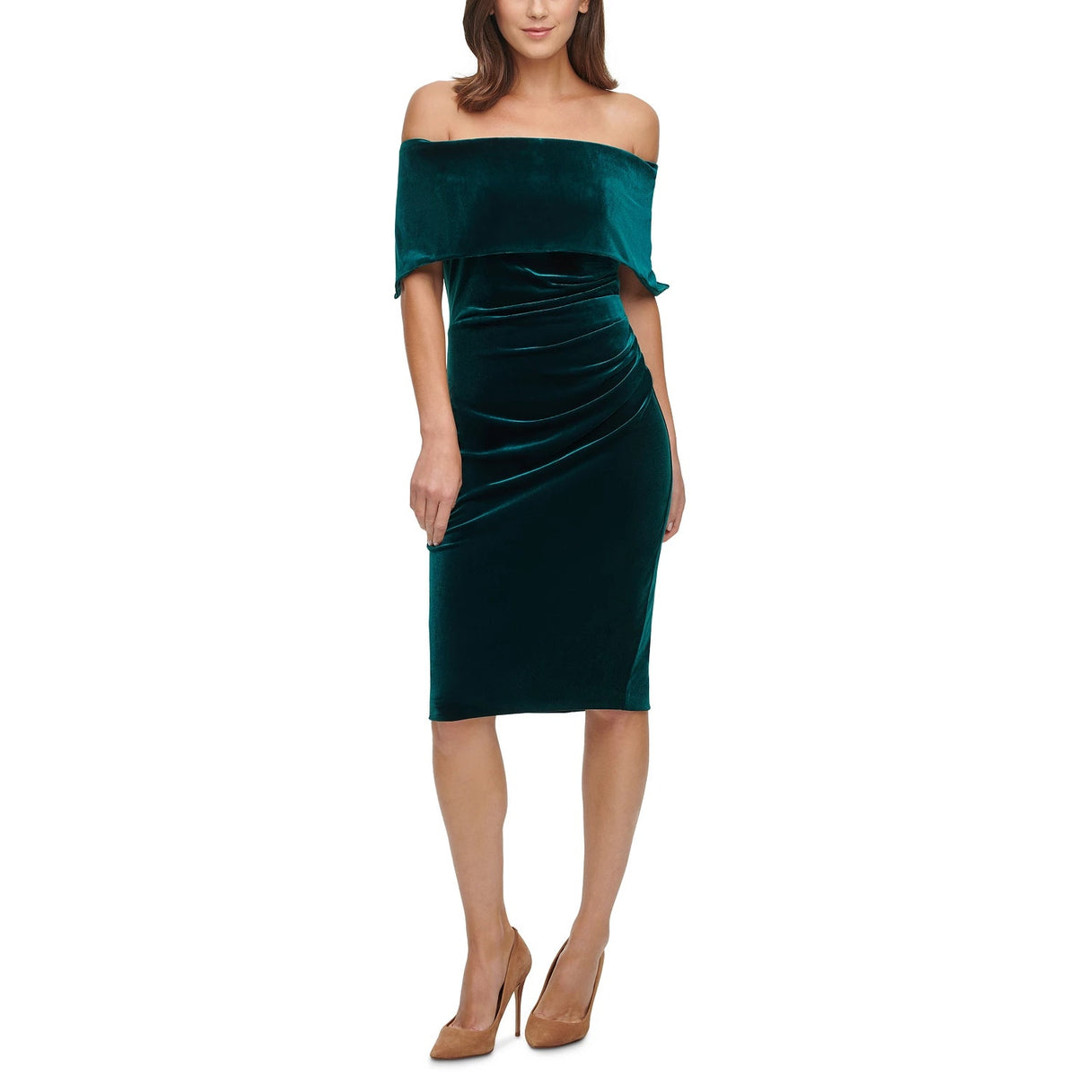 VINCE CAMUTO Women's Hunter Velvet Off-The-Shoulder Cocktail Sheath Knee-Length Dress SZ 4