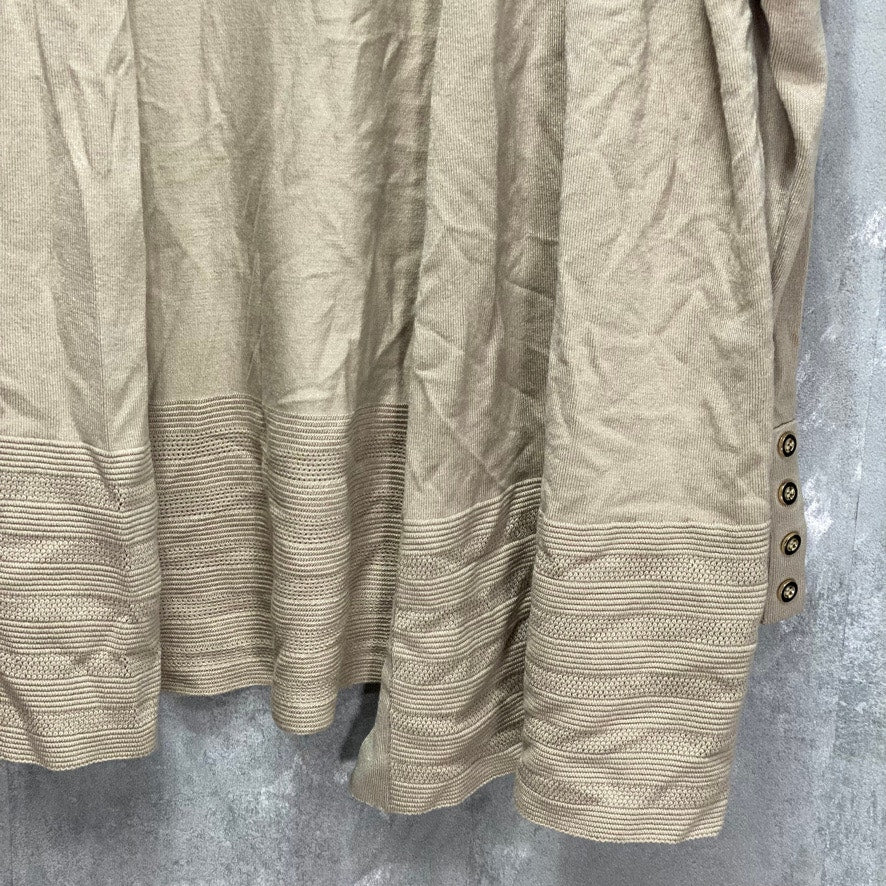 CHARTER CLUB Tan Open-Front Ottoman Pointelle Long Sleeve Cardigan SZ L