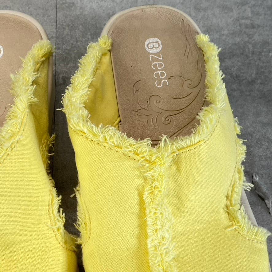BZEES Women's Yellow Serendipity Washable Open-Toe Slide Wedge Sandals SZ 7.5