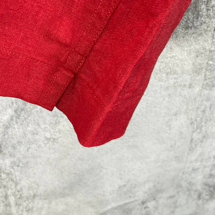 DKNY Men's Red Linen Woven Button-Up Short-Sleeve Shirt SZ M