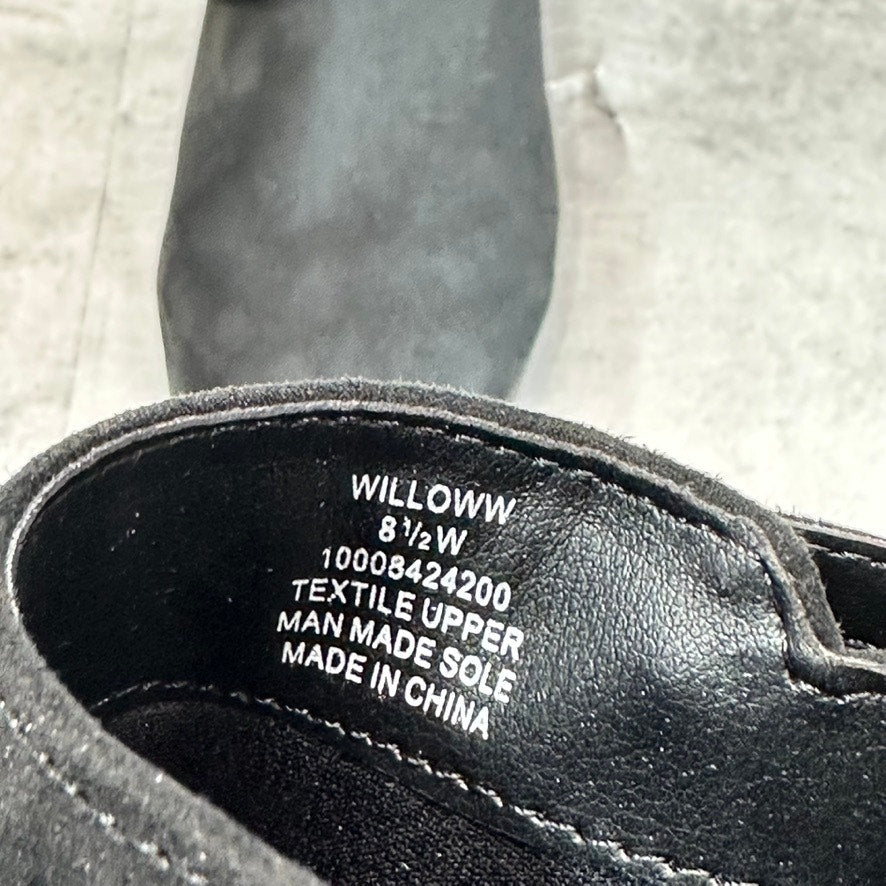 STYLE & CO Women's Wide Black Micro Willoww Block Heel Almond-Toe Booties SZ8.5W