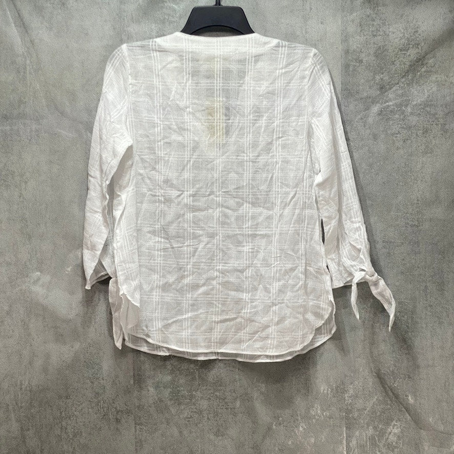 MICHAEL MICHAEL KORS White Cotton Tie-Sleeve Gauze Top SZ S