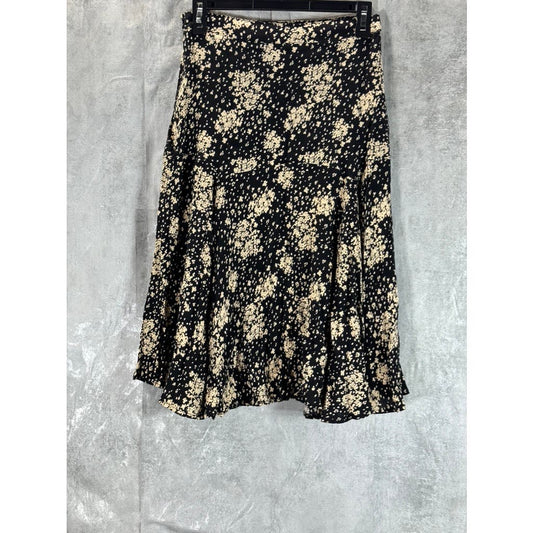 DRESS FORUM Women's Black/Cream Printed A-Line Midi Skirt SZ S