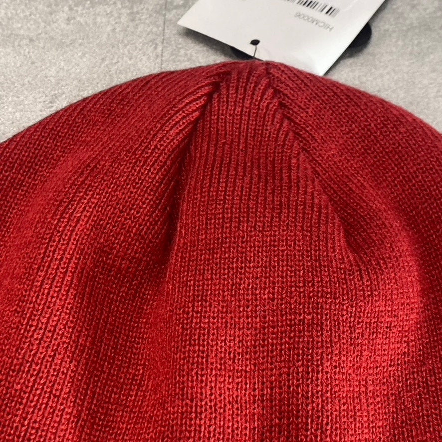 HURLEY Men's Red Ribbed Icon Embroidered Staple Beanie SZ OS