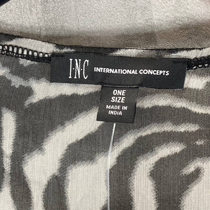 INC INTERNATIONAL CONCEPTS Women's Black/White Zebra Topper SZ OS