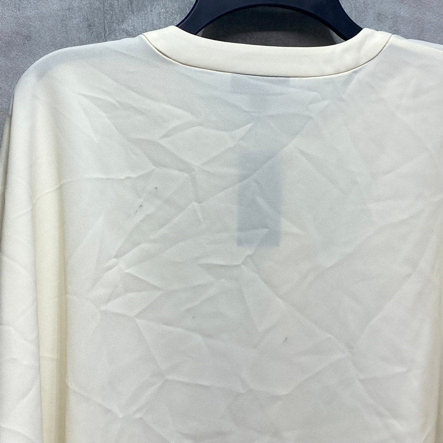 ALFANI Plus Size Antique White Band Collar Blouson-Sleeve Button-Up Top SZ 2X