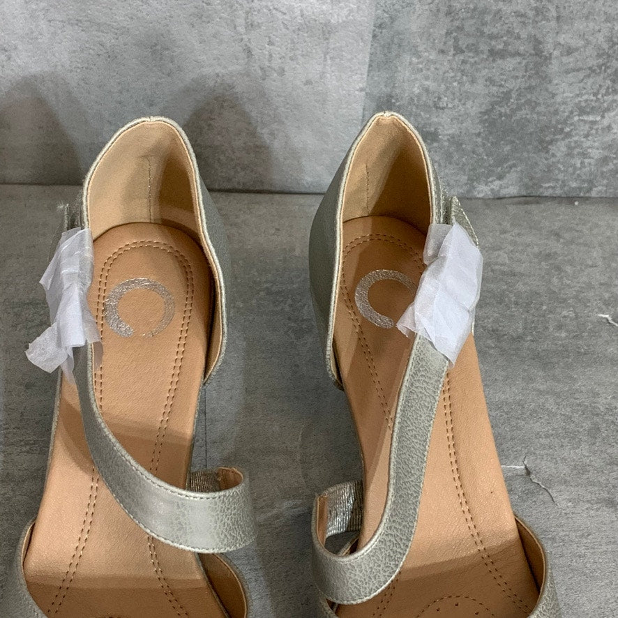 JOURNEE COLLECTION Silver Faux Leather Tillis Pointed-Toe Strap Pumps SZ 7.5