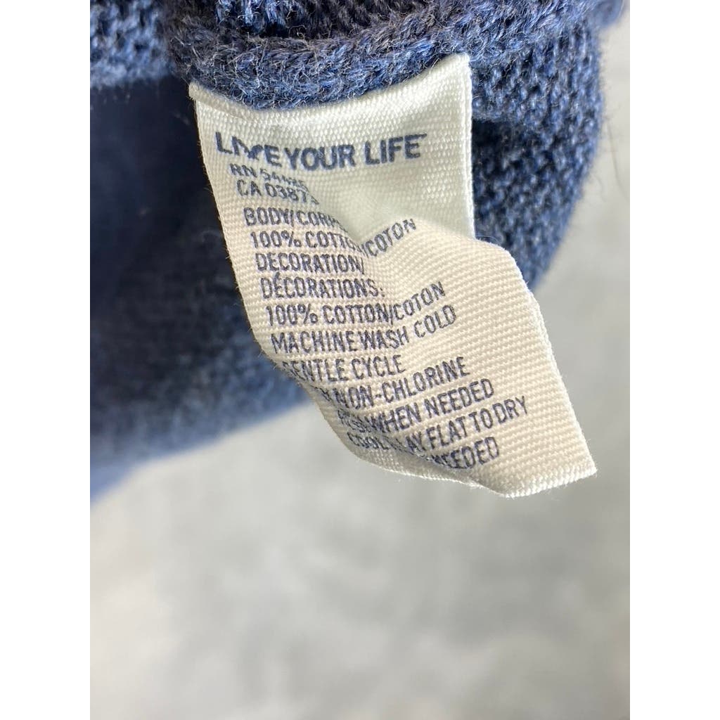 AMERICAN EAGLE OUTFITTERS Men's Blue Classic-Fit Mock Neck Pullover Sweater SZ L