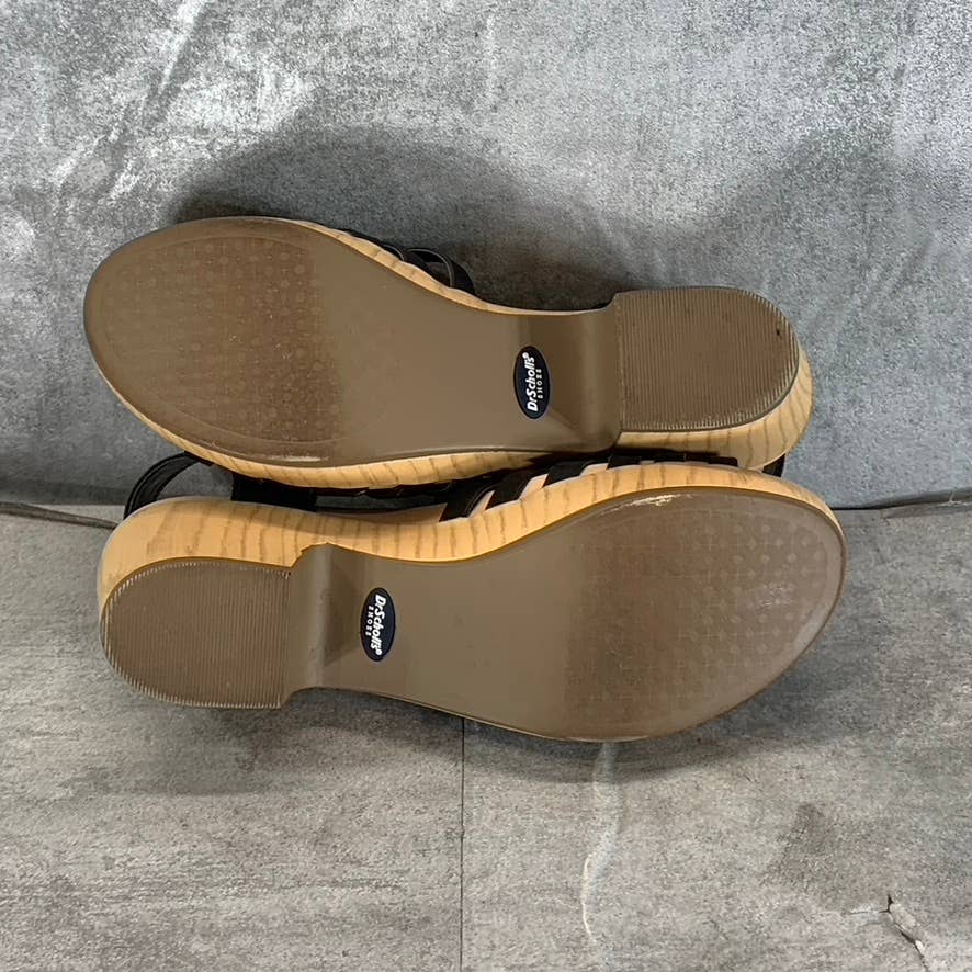 DR. SCHOLL'S Women's Black Faux-Leather First Of All Ankle-Strap Sandals SZ 8.5