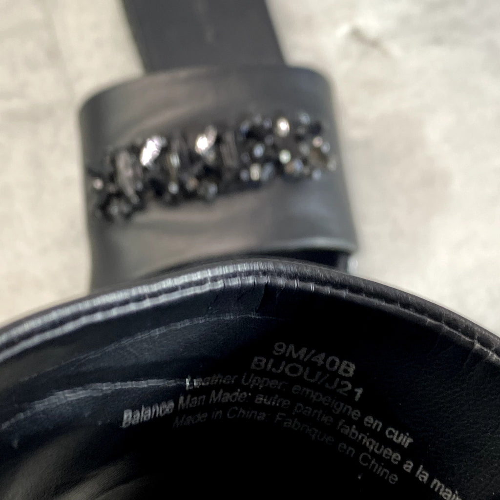 KARL LAGERFELD PARIS Women's Black Rhinestone Embellished Bijou Slide Sandals
