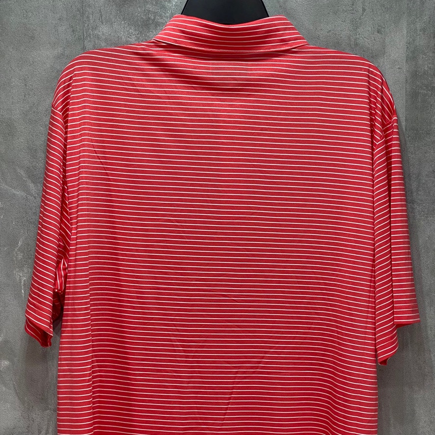 PGA TOUR Red Performance Feeder Stripe Short Sleeve Polo Shirt SZ L