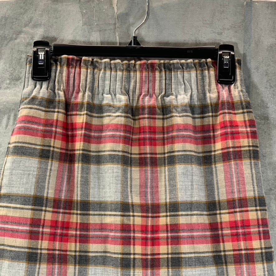 J.CREW Factory Women's Grey Plaid Elasticized Wool Sidewalk Pull-On Skirt SZ 0