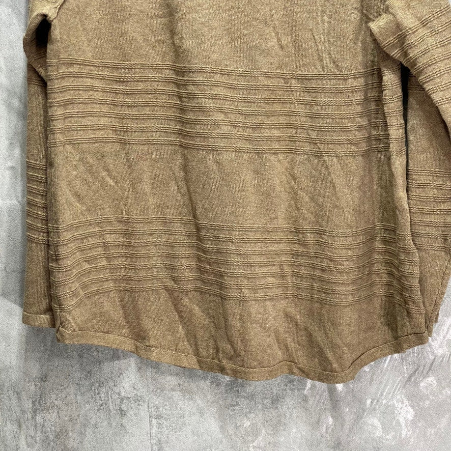 KAREN SCOTT Petite Chestnut Textured Crewneck Curved-Hem Long Sleeve Pullover Sweater SZ P/L