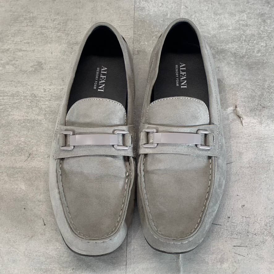 ALFANI Men's Light Grey Egan Faux-Suede Slip-On Moc-Toe Driver Loafers SZ 9