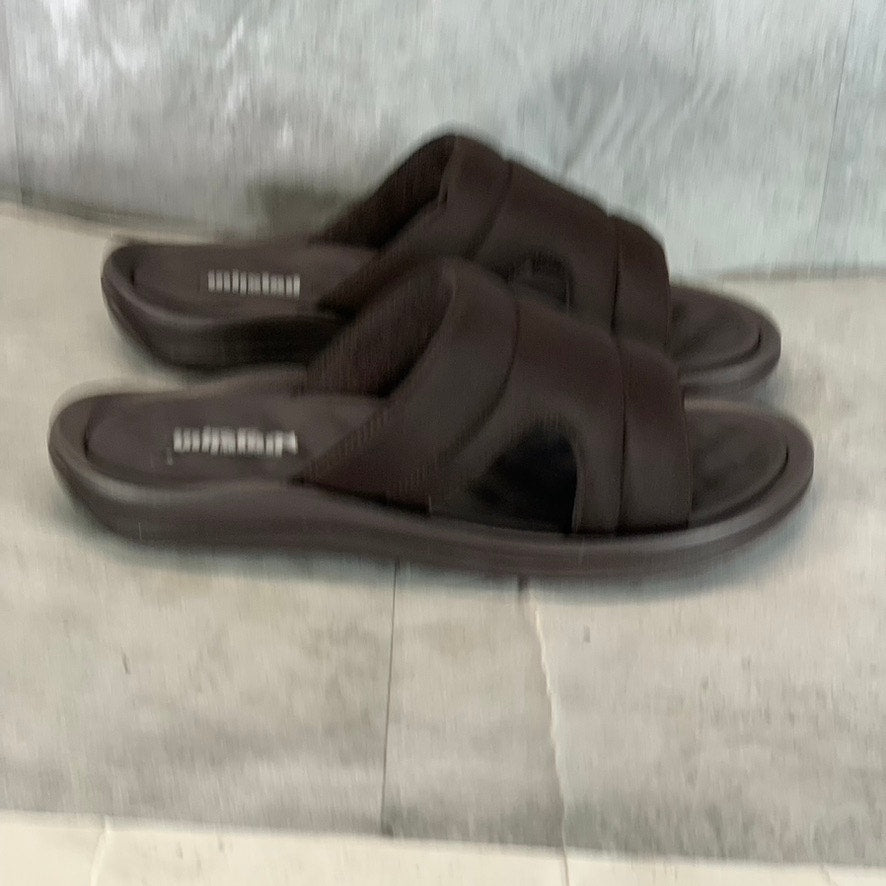 UNLISTED BY KENNETH COLE Men's Dark Brown Quinn Quilted Slide Sandals SZ 12/13
