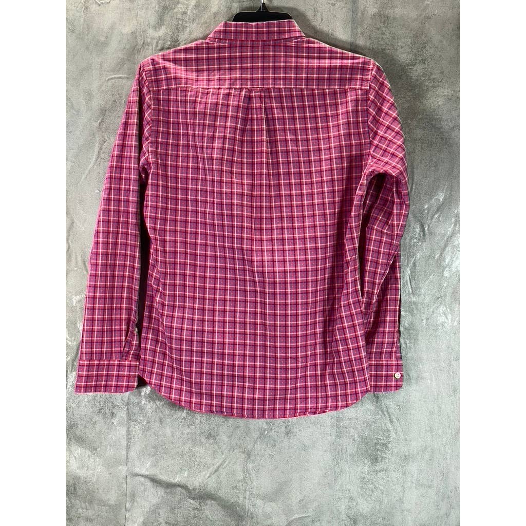 CLUB MONACO Men's Red Plaid Slim-Fit Button-Up Long-Sleeve Shirt SZ M