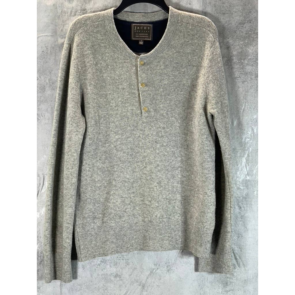 JACHS New York Men's Grey Wool Blend Pullover Henley Sweater SZ S