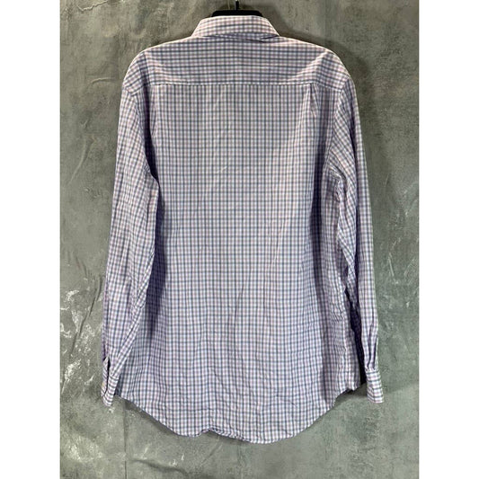 PRONTO UOMO Men's Pink Mini Check Non-Iron Button-Up Dress Shirt SZ 16.5 34-35
