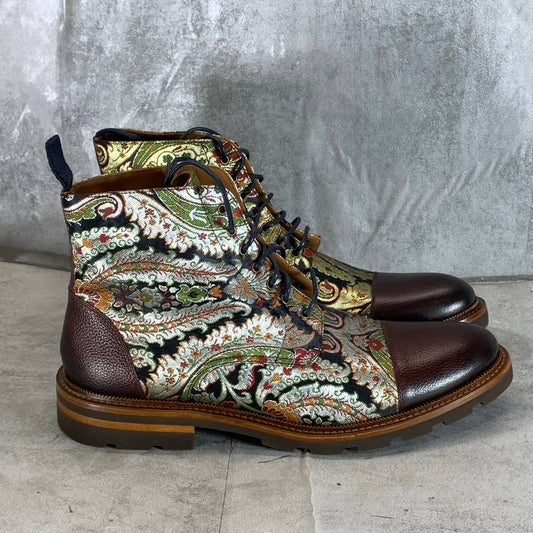 TAFT Men's Kashmir Paisley The Jack Lace-Up Boots SZ 43(US10)