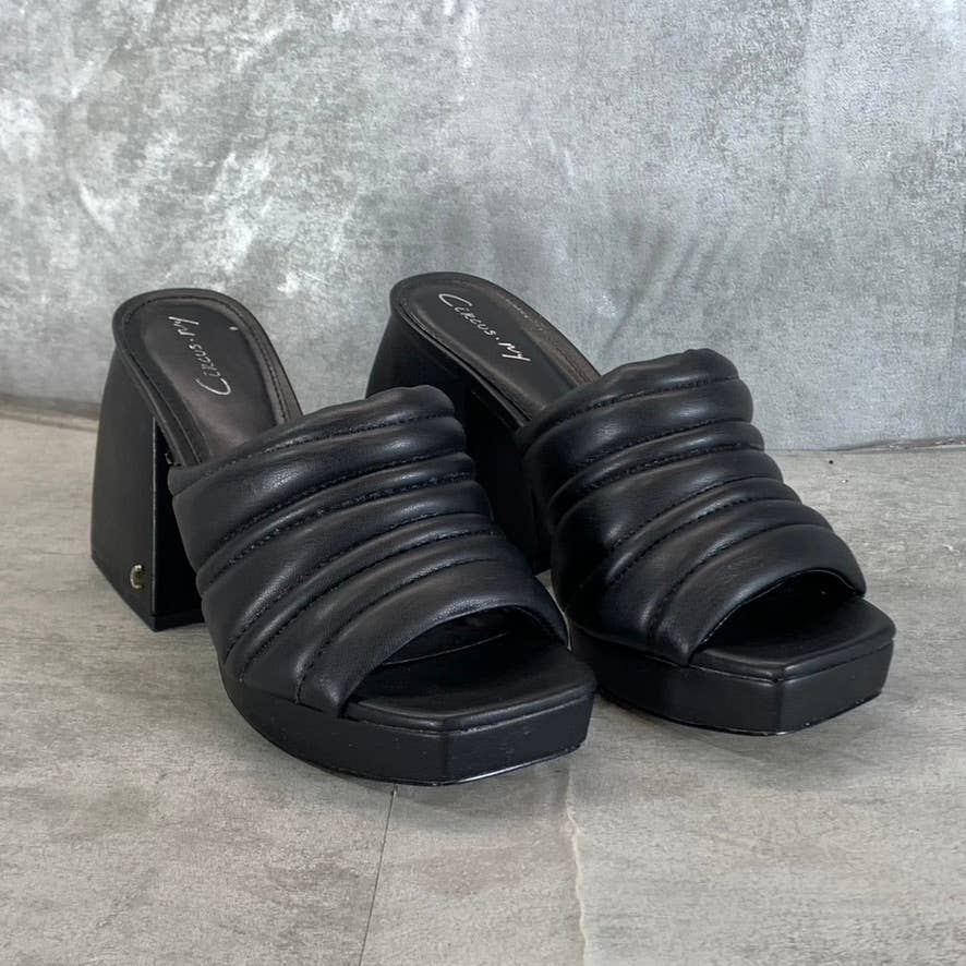 CIRCUS By Sam Edelman Women's Black Marlie Square-Toe Sculpted-Heel Sandals SZ 7