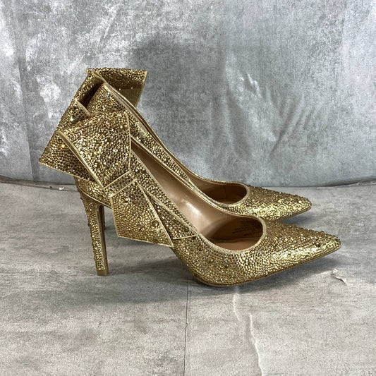 INC INTERNATIONAL Women's Gold Rhinestone Silvee Bow Pointed-Toe Pumps SZ 6