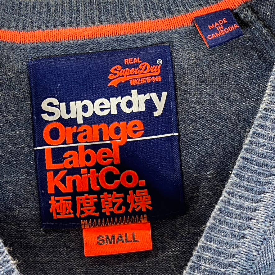 SUPERDRY ORANGE LABEL KNIT CO. Men's Chambray Cotton Crewneck Sweater SZ S