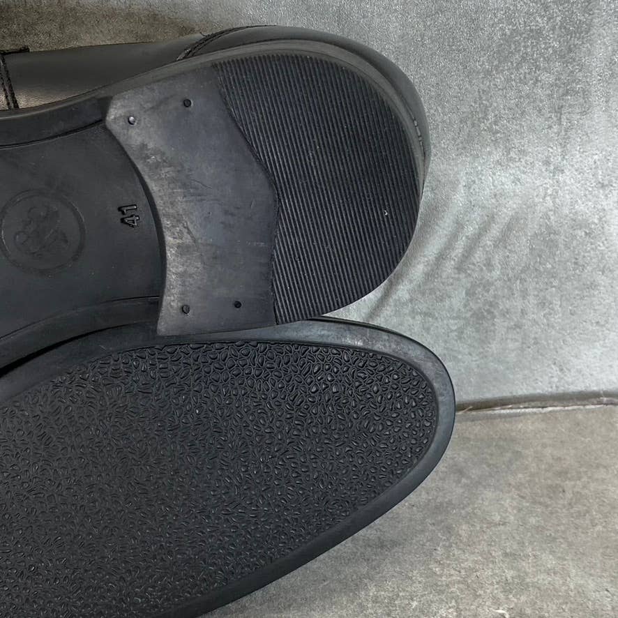 THOMAS & VINE Black Leather Bishop Apron Toe Split Penny Loafer SZ 8.5