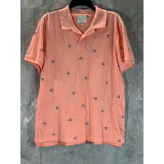 AMERICAN EAGLE AE Men's Coral Super Soft Printed Short Sleeve Polo Shirt SZ M