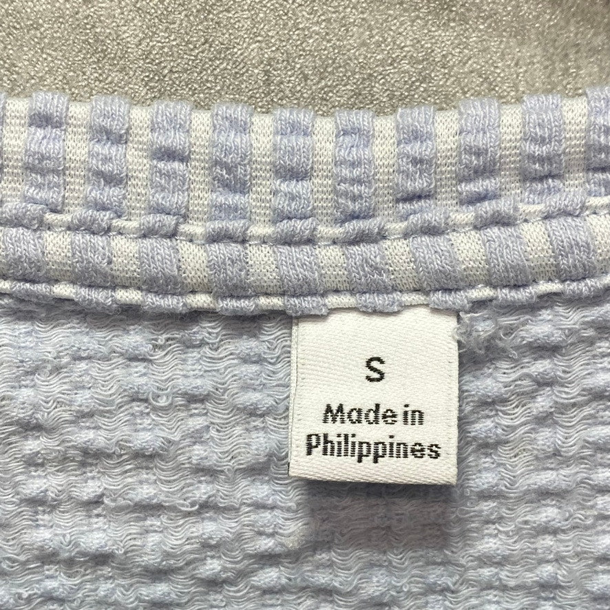 UNBRANDED Blue Textured Crewneck Layered Short Sleeve Top SZ S