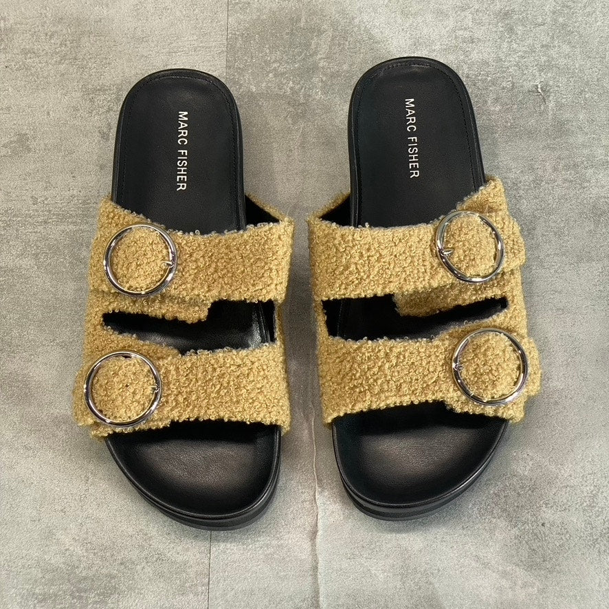 MARC FISHER Women's Tan Natural Texture Keena 2 Platform Slide Sandals SZ 9.5