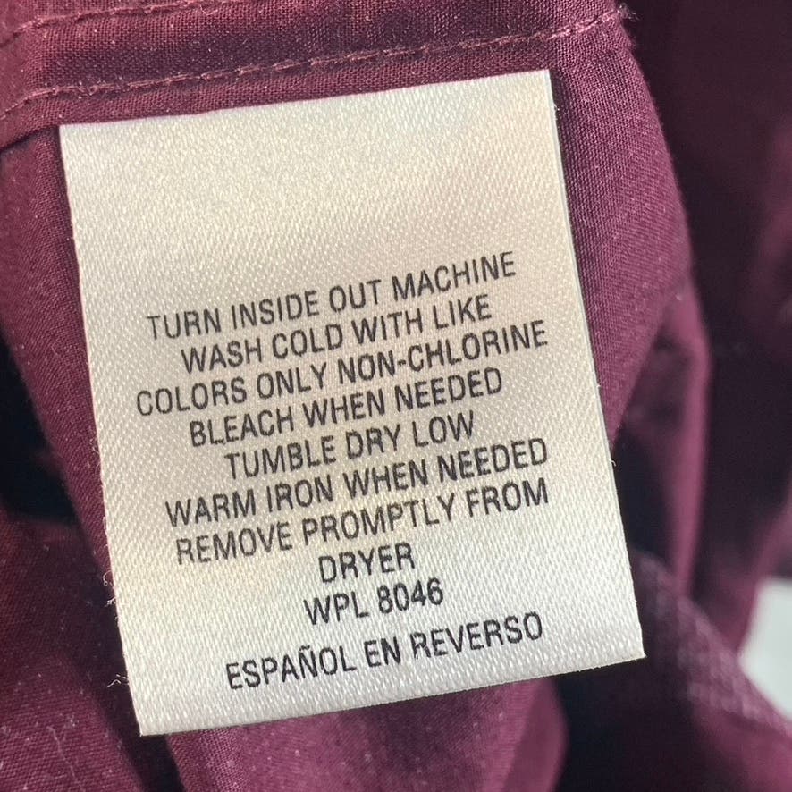 BAR III Men's Burgundy Printed Slim-Fit Stretch Dress Shirt SZ S(14-14.5 32/33)