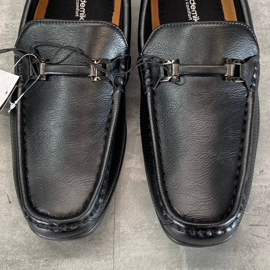 AKADEMIKS Men's Black Faux-Leather Stride Driving Slip-On Loafers SZ 10