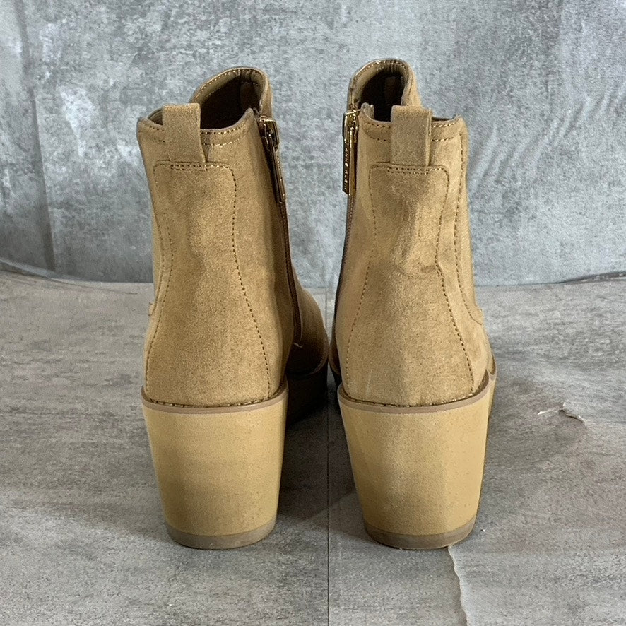 ANNE KLEIN Women's Dark Natural Portia Round-Toe Slip-On Wedge Boots SZ 7.5