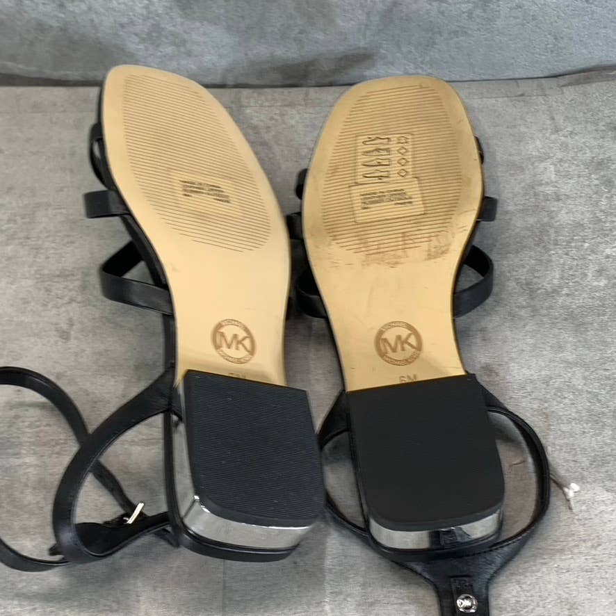 MICHAEL MICHAEL KORS Women's Black Leather Brinkley Ankle-Strap Sandals SZ 6