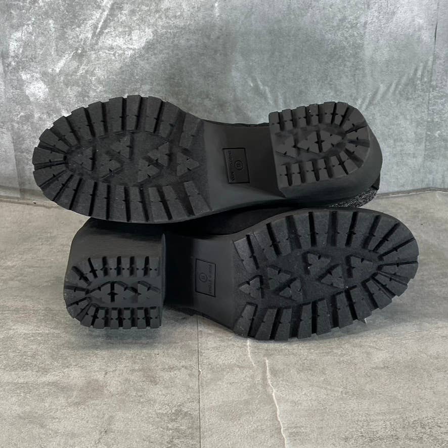 SUN+STONE Women's Black Romina Lug-Sole Block-Heel Lace-Up Hiker Booties SZ11