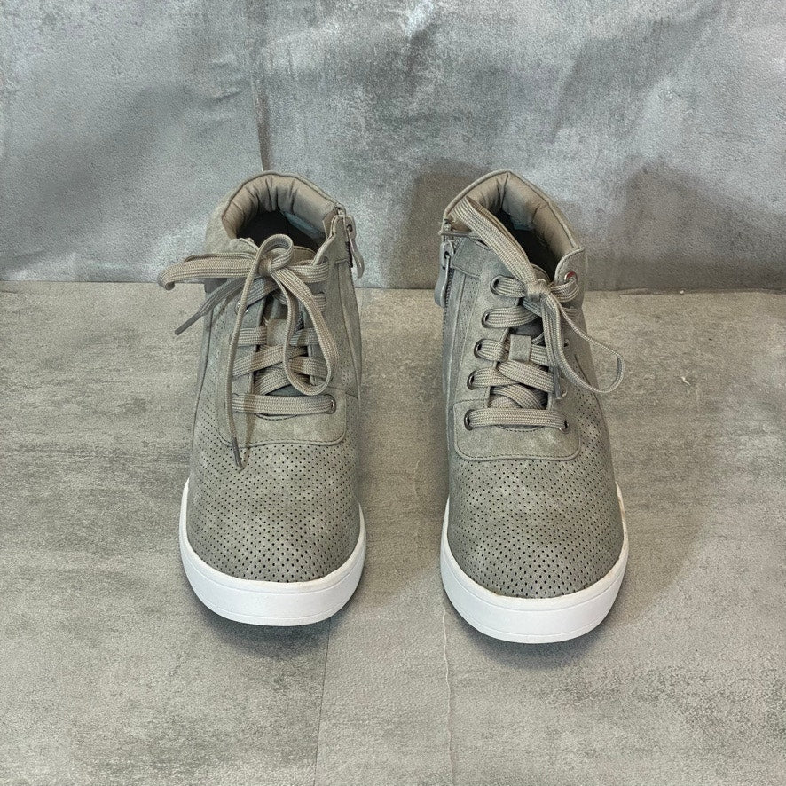 JOURNEE COLLECTION Gray Ayse Lace-Up Inner Zip Wedge Sneaker SZ 8
