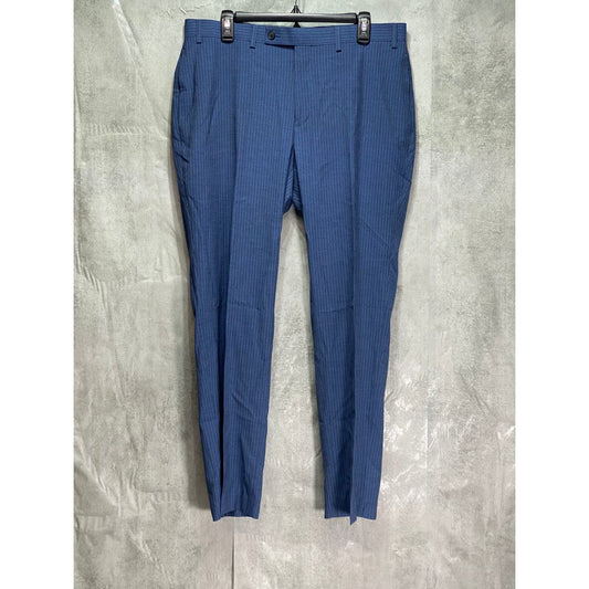 VAN HEUSEN Blue Pinstripe Flex Slim-Fit Stretch Wrinkle Resistant Suit Pants SZ 35X30