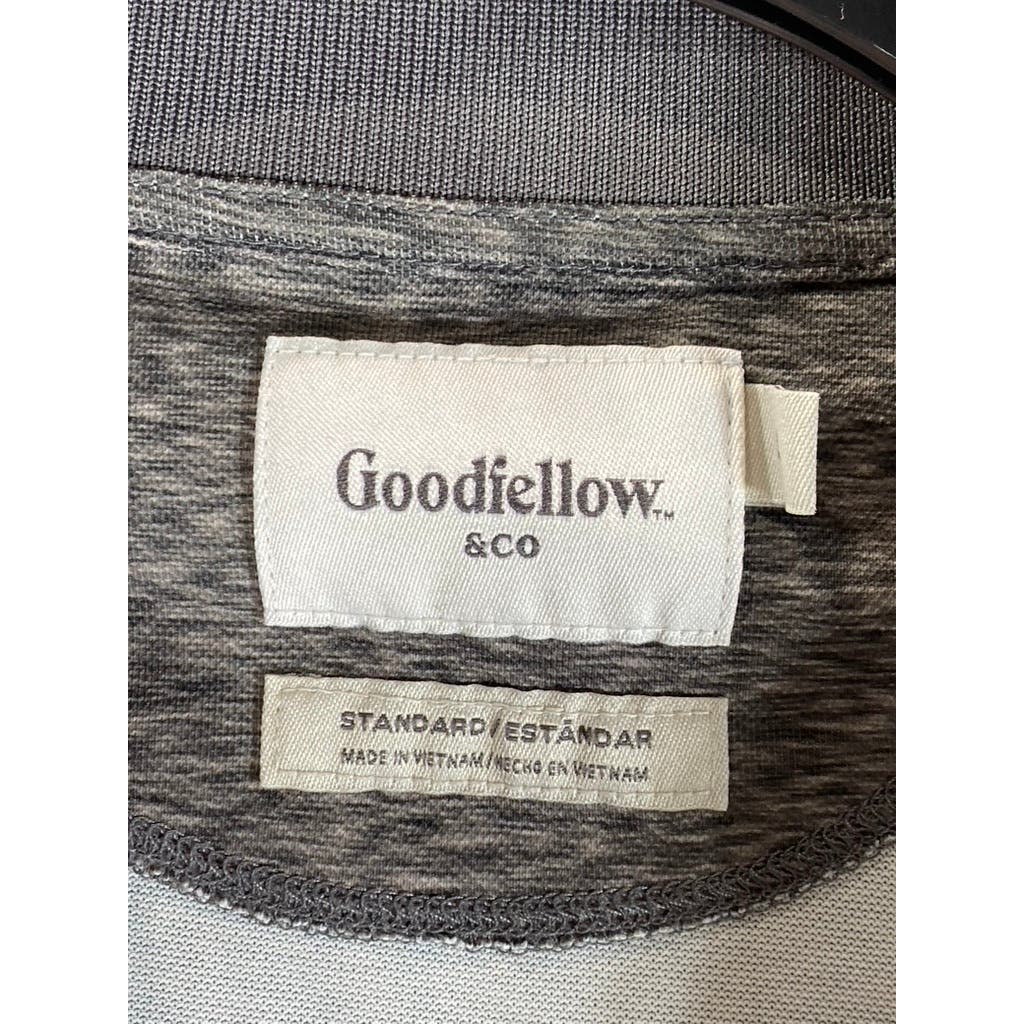 GOODFELLOW & CO Men's Heather Charcoal Standard-Fit Short-Sleeve Polo Shirt SZ L