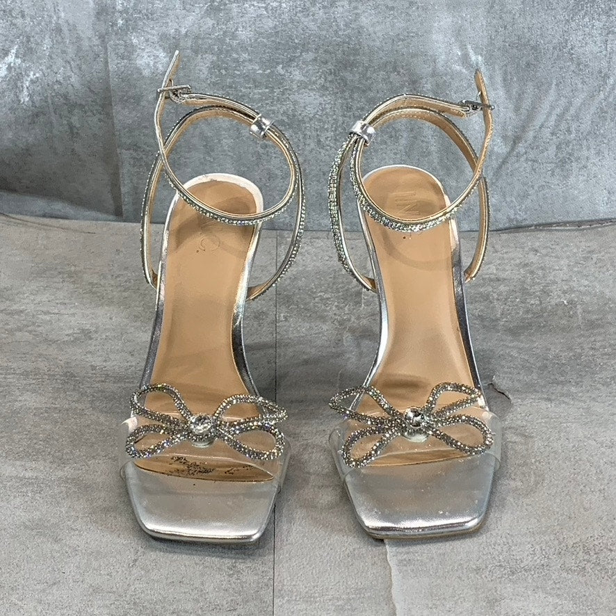 INC INTERNATIONAL CONCEPTS Women's Silver Lively Rhinestone Dress Sandals SZ 8