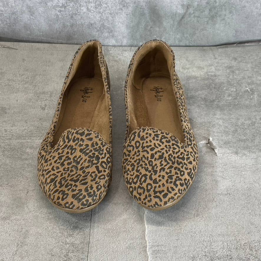 STYLE & CO Women's Mini Leopard Alysonn Round-Toe Slip-On Loafer Flats SZ 6.5