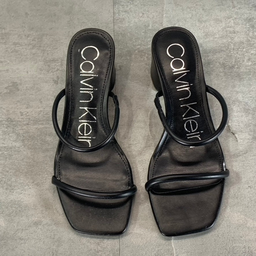 CALVIN KLEIN Women's Black Beccy Square-Toe Slip-On Sandals SZ 6