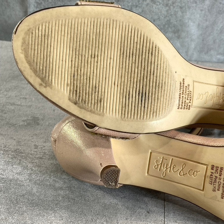 STYLE & CO Women's Blush-Silver Embellished Phillyis Two-Piece Evening Sandals