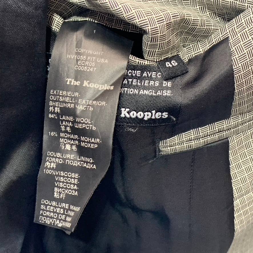 THE KOOPLES Men's Grey Printed One-Button Fitted Suit Jacket SZ 46